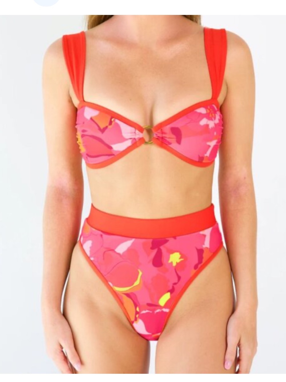 93 play street bikini lot set tropical medium orange and pink